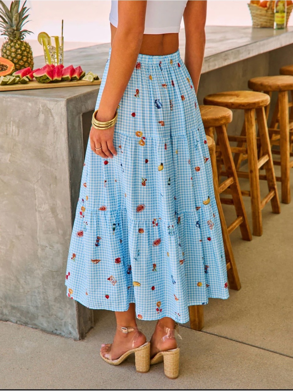 VICI Sun Pop Gingham Novelty Print Midi Skirt - Picture 3 of 5